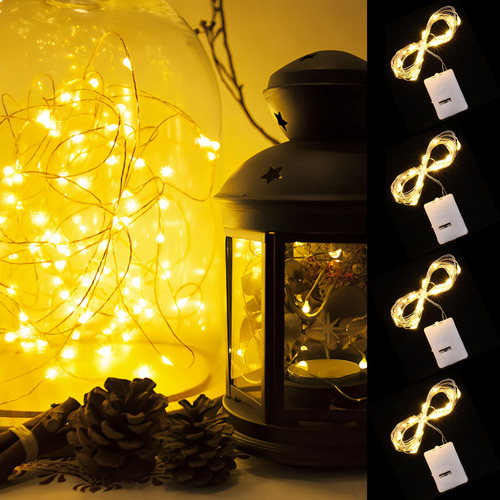 20pcs Luces Led Cadena 3m 30 Led A Pilas Decoración Hogar Blanco Cálido