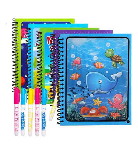 Set De 3 Libros Para Colorear Con Agua Reutilizables – 12 Páginas Mágicas Con Bolígrafos De Agua, Temas De Animales, Vehículos Y Letras