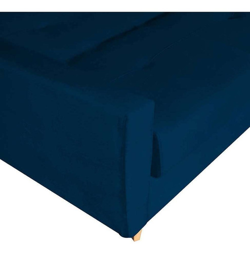 Sofá-cama 3 Lugares Com Baú Pamela Veludo Azul