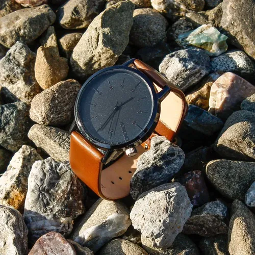 Acero Hombres S Reloj Clásico Moderno De Cuero De Imit...