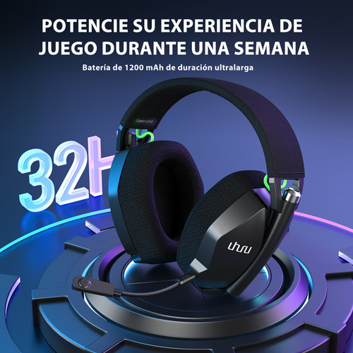 Audífonos Inalámbricos Con Micrófono Headset Para Gamer Pc Color Negro Uhuru by Maono G724