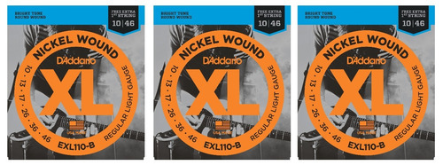 Encordoamento Guitarra D'addario Exl110b 010 Light Kit Com 3