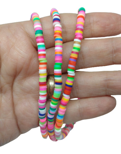Kit Fio Disquinho Fimo Borracha Pulseira Colar (1000 Peças)
