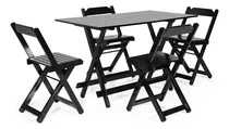 Comprar Conjunto De Mesas De Bar 120 X 70 Com 4 Cadeiras Dobráveis Cor Preto