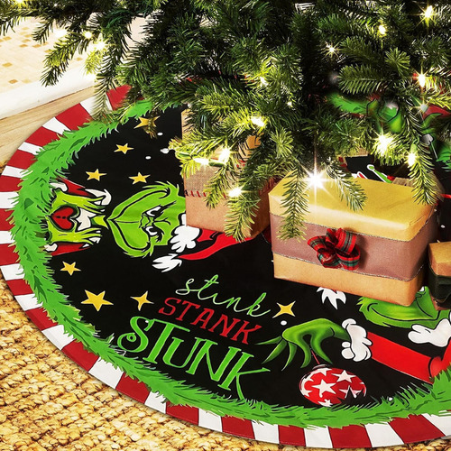 Falda De Árbol De Navidad Grinch Con Cuello De Árbol De Navi
