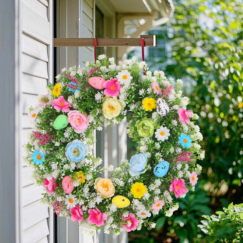 Corona Decorativa De Pascua, Huevos, Guirnalda De Simulación