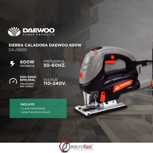 Imagen 3 de 3 de Sierra Caladora Daewoo Vel Variable 600w 3000rpm Profesional