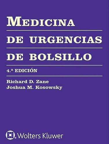 Zane Medicina De Urgencias De Bolsillo 4ed 2018 Novedad