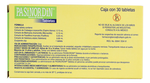 Insomnio Ansiedad Tranquilizante Pasinordin Tabletas 2pack