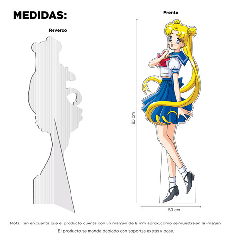 Figura Sailor Moon Usagi Base Solida Tamaño Real Coroplast Modelo 2