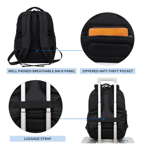 Mochila Kroser Para Portátil De Viaje De 17 Pulgadas, Repele