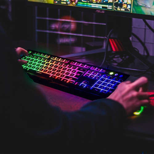 Teclado Gamer Con Iluminación Rgb Con Cable Usb Gaming Color Del Teclado Negro
