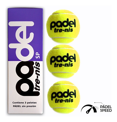 6 Envases Pelotas De Pádel Sin Presión Tre-nis Modelo Speed Amarillo