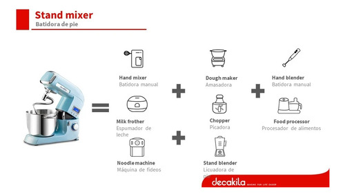 Ayudante Cocina Batidora Pedestal Procesador Pasta Decakila