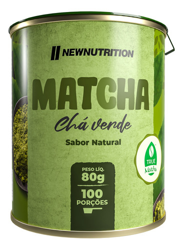 Chá Verde Sabor Limão Newnutrition Adoçado Com Stévia Em Pote De 80g 100 Porções Antioxidante True Matcha