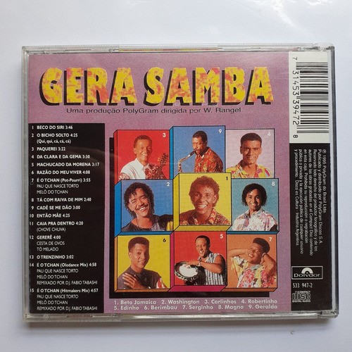 Cd Original - Gera Samba (e`o Tchan) (Usado)