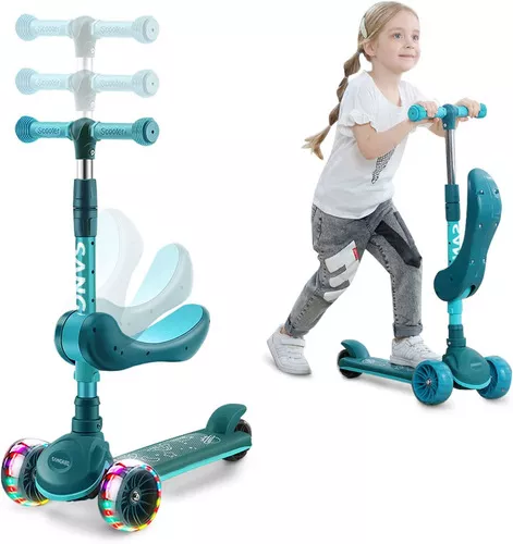 Scooter Monopatín De Pie Plegable Para Niños De 2 A 14 Años Color Verde  Green