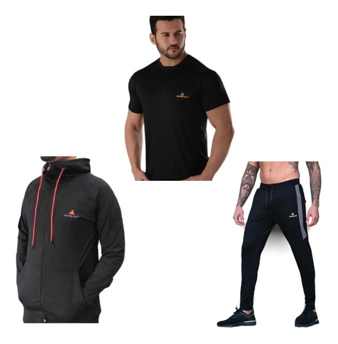 Combo Black! Conjunto Deportivo Remera + Campera + Pantalón