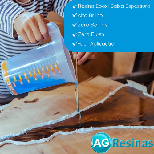 Resina Epoxi Alta Viscosidade Ag 1kg + Pigmento Azul Safira