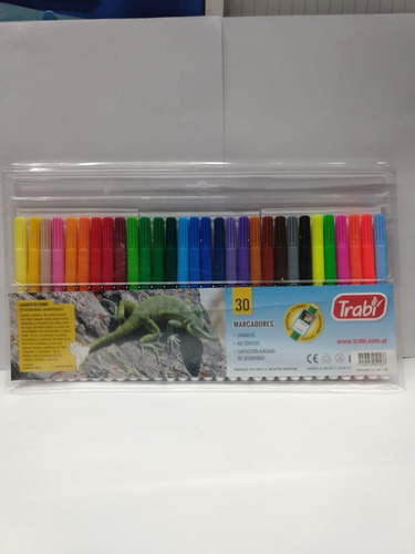 Marcadores Escolares Fibras De Colores Trabi X 30 U.v Devoto