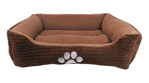 Cama Rectangular Para Perro Mediano Con Huella Bordada Tamañ