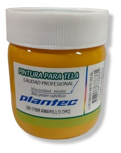 Pintura Para Tela Plantec 200 Ml Pote Los Colores Color Amarillo Oro