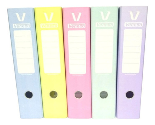 Bibliorato Color Pastel Oficio Pack X 5 Unidades 5 Colores 