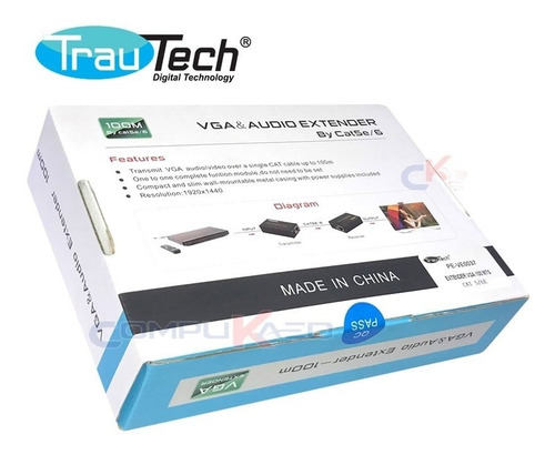 Kit Extensor Extender Vga Por Utp 100 Metros Audio Y Video