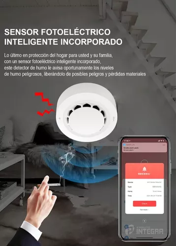 Sensor Detector Humo Wifi App Tuya Alarma Sirena Casa Fuego