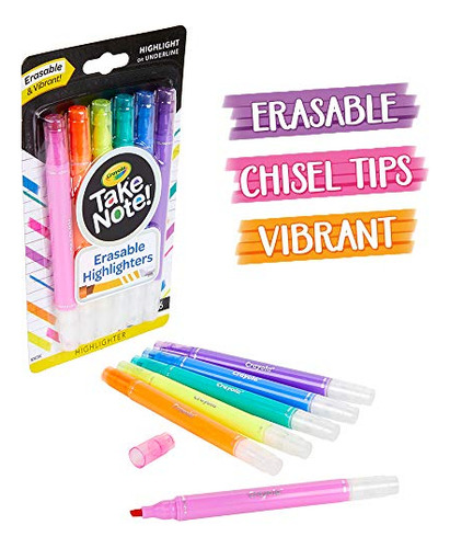 Crayola Toma Nota 6 Ct Borrable Marcadores Fluorescentes