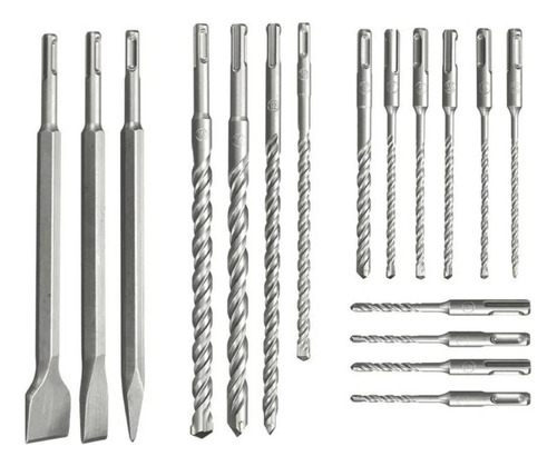 Kit Brocas Sds Plus 17 Peças Ponteira Talhadeira Completo