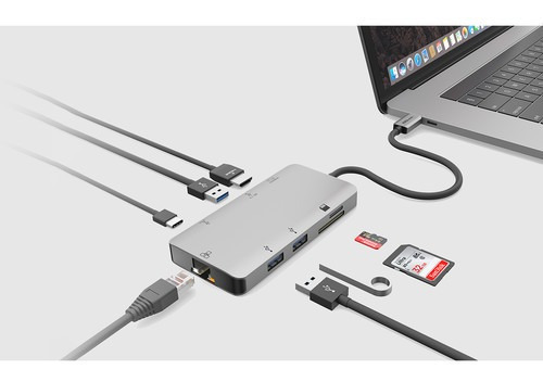 Imagen 3 de 5 de Ezquest Multihub 8-1 Usb-c 100w 4k 3 Usb-a/1 Usb-c/hdmi/lan