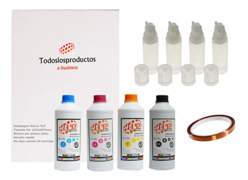 Imagen 1 de 10 de Kit 4 Tintas Premium Tlp 100ml Sublimación Papel A4 Botellas