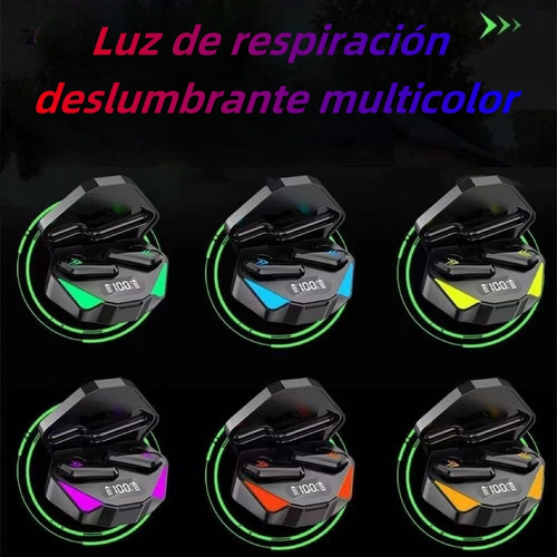 Auriculares X15 Gamer Inalámbricos Bluetooth 5.1 Con Led Negro