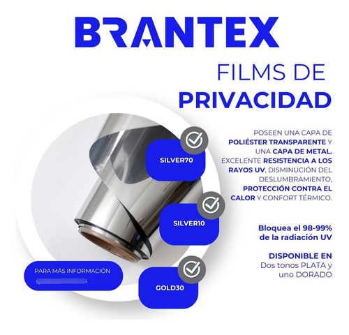 Film Full Espejado Control Calor Uv Privacidad X 5 M
