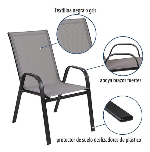 Imagen 4 de 9 de Silla Con Posabrazos De Jardin En Hierro Y Textilina Crazy S