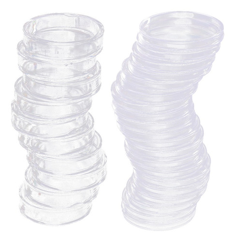 Imagen 1 de 5 de 40x 50 / 60mm Cajas Redondas Transparentes Monedas Recoge La