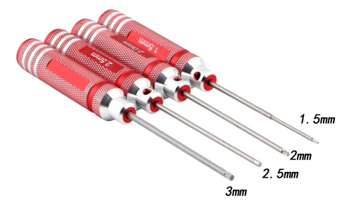 Juego De Destornilladores Hexagonales De 4 Piezas Rojo