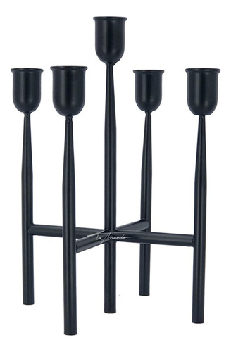 Candelabro 5 Velas 1 Unidad     29 Cm Negro