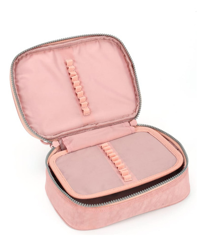 Kit Mochila De Rodinhas 360° E Estojo 100 Pens Colégio Nude