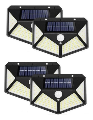 X4 Foco Solar 100 Led Con Censor De Movimiento