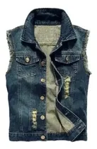 Comprar Chalecos De Mezclilla Hombres Moda Slim Rasgado Diseño
