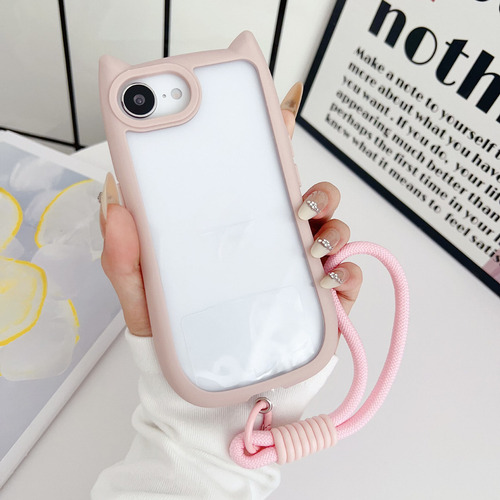 Funda De Acrílico Transparente Transparente Con Orejas De Gato Aptas Para Teléfono Apple 16e 16promax, Corta, A Prueba De Golpes