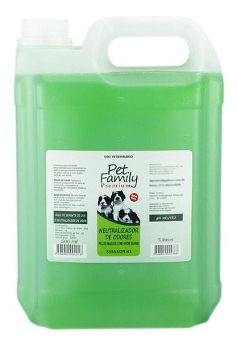 Shampoo Cães E Gatos Pet Family Neutralizador De Odores 5l