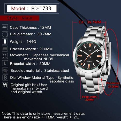 Relojes Automáticos Lacz Denton Pagani Design Pd1733 Para De
