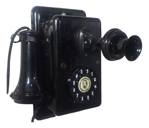 Telefone Antigo Nelphone De Parede Preto