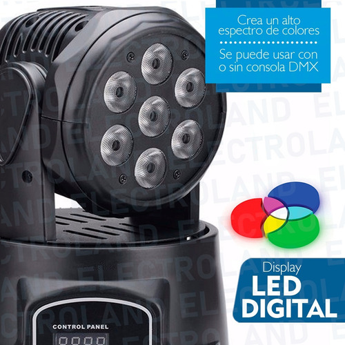 Imagen 2 de 10 de Cabezal Movil 7 Led X 12w Rgbw Robotico Dmx 13 Canales Dj