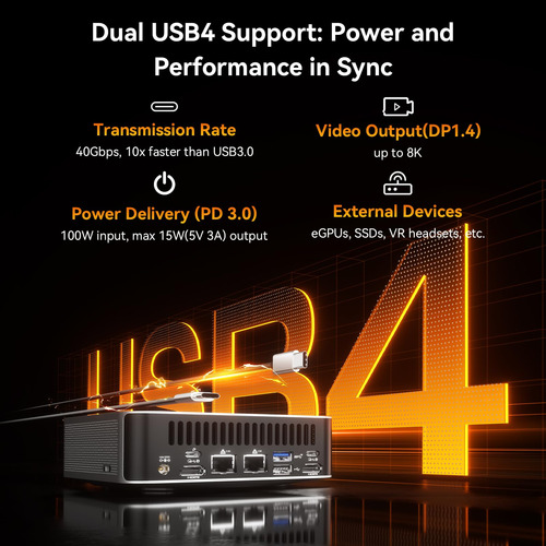 Mini Pc Geekom A8 Max Ai, Amd Ryzen 9 8945hs, 2.5gbps Dual