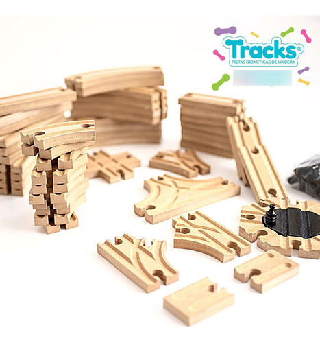 Tracks Pistas Pack 46 Tramos De Madera + Cochera