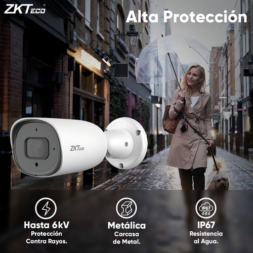 Zkteco Cámara Ip Bullet 5 Mp Metálica Con Micrófono Integrado Modelo Bs855p22cs7mi / Poe / Lente 3.6mm Ir 30mts Con Detección Facial / Compresión H.265 / Protección Ip67 / Video Vigilancia